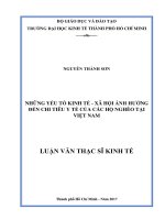 Những yếu tố kinh tế   xã hội ảnh hưởng đến chi tiêu y tế của các hộ nghèo tại việt nam 