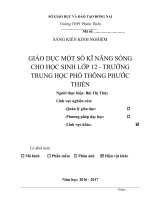 skkn GIÁO dục một số kĩ NĂNG SỐNG CHO học SINH lớp 12   TRƯỜNG TRUNG học PHỔ THÔNG PHƯỚC THIỀN 