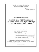 skkn một số GIẢI PHÁP NÂNG CAO kĩ NĂNG SỐNG CHO học SINH tại TRƯỜNG THPT LONG THÀNH