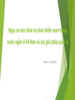 Nguy cơ sức khỏe do phơi nhiễm asen trong nước ngầm ở Hà Nam và các giải pháp quản lý