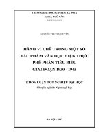 Hành vi chê trong một số tác phẩm văn học hiện thực phê phán tiêu biểu giai đoạn 1930 - 1945