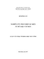 LUẬN VĂN THẠC SĨ KHOA HỌC MÁY TÍNH: NGHIÊN CỨU PHÁT HIỆN SỰ KIỆN TỪ DỮ LIỆU VĂN BẢN