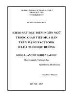 Khảo sát đặc điểm ngôn ngữ trong giao tiếp mua bán trên mạng Facebook ở lứa tuổi học đường