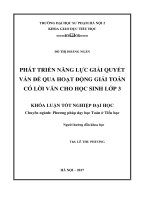 Phát triển năng lực giải quyết vấn đề qua hoạt động giải toán có lời văn cho học sinh lớp 3