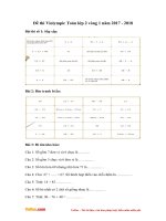 Đề thi Violympic Toán lớp 2 vòng 1 năm 2017 - 2018