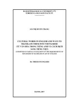 Từ văn hóa trong tiếng anh và cách dịch sang tiếng việt submitted in partial fulfillment of the requirements of the degree of bachelor of art of english (2017)