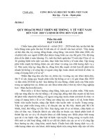 QUY HOẠCH PHÁT TRIỂN HỆ THỐNG  Y TẾ VIỆT NAM ĐẾN NĂM  2020 VÀ ĐỊNH HƯỚNG ĐẾN NĂM 2030