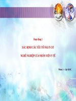 XÁC ĐỊNH CÁC YẾU TỐ NGUY CƠ NGHỀ NGHIỆP CỦA NHÂN VIÊN Y TẾ