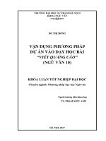 Vận dụng phương pháp dự án vào dạy học bài Viết quảng cáo ( Ngữ văn 10)