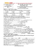 Đề thi thử vào lớp 10 môn tiếng Anh tỉnh Thanh Hóa năm học 2017 - 2018 (Đề A)