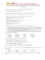 Đề thi vào lớp 10 môn Tiếng Anh tỉnh An Giang năm học 2017 - 2018