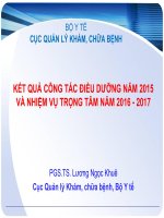 Kết quả công tác điều dưỡng năm 2015 và nhiệm vụ trọng tâm năm 2016 2017 