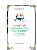 TẬP GIÁO ÁN MẪU THEO HƯỚNG TRẢI NGHIỆM SÁNG TẠO MÔN HOẠT ĐỘNG NGOÀI GIỜ LÊN LỚP DẠY CÁC LỚP KHỐI 2 NĂM HỌC 20172018