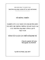 Nghiên cứu các nhân tố ảnh hưởng đến tổ chức hệ thống thông tin kế toán tại các trường đại học công lập ở việt nam (tt)