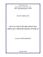 Quản lý nhà nước đối với đất đai trong quá trình đô thị hóa ở nghệ an