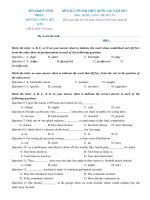 Đề thi thử THPT Quốc gia năm 2017 môn Tiếng Anh trường THPT Liễn Sơn, Vĩnh Phúc có đáp án (Đề 159)