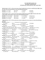 Đề thi tiếng anh đề  TEST 30 THPT trần phú 