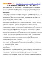 Đề thi và bài mẫu IELTS Writing Task 2 ngày 30/3/2017