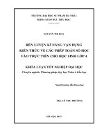 Rèn luyện kĩ năng vận dụng kiến thức về các phép toán số học vào thực tiễn cho học sinh lớp 4