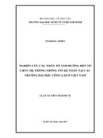 Nghiên cứu các nhân tố ảnh hưởng đến tổ chức hệ thống thông tin kế toán tại các trường đại học công lập ở Việt Nam