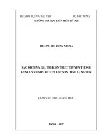 Đặc điểm và giá trị kiến trúc truyền thống bản quỳnh sơn , huyện bắc sơn, tỉnh lạng sơn (tt) 