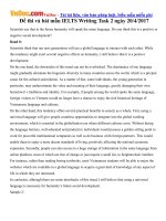 Đề thi và bài mẫu IELTS Writing Task 2 ngày 20/4/2017