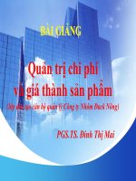 Bài giảng Quản trị chi phí và giá thành sản phẩm  PGS.TS. Đinh Thị Mai