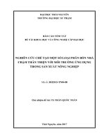 Nghiên cứu chế tạo một số loại phân bón nhả chậm thân thiện với môi trường ứng dụng trong sản xuất nông nghiệp (tt)