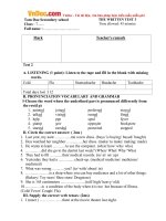 Đề kiểm tra 1 tiết số 3 môn Tiếng Anh lớp 7 THCS Tam Đảo, Vĩnh Phúc