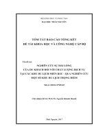 Nghiên cứu sự hài lòng của du khách đối với chất lượng dịch vụ tại các khu du lịch miền Bắc – qua nghiên cứu một số khu du lịch trọng điểm (tt)