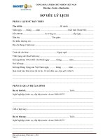 MẪU SƠ YẾU LÝ LỊCH THAM GIA BẢO HIỂM NHÂN THỌ BẢO VIỆT
