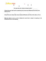 Đề thi khảo sát chất lượng đầu năm môn tiếng Anh lớp 10 chương trình cơ bản năm học 2016-2017