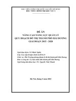 NÂNG CAO NĂNG LỰC QUẢN LÝ  QUY HOẠCH ĐÔ THỊ THÀNH PHỐ HẢI DƯƠNG  GIAI ĐOẠN 2015  2020