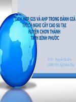 Khóa luận tốt ngiệp TÍCH hợp GIS và AHP TRONG ĐÁNH GIÁ THÍCH NGHI cây CAO SU tại HUYỆN CHƠN THÀNH TỈNH BÌNH PHƯỚC 