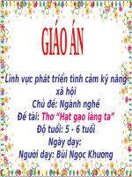 Giáo án điện tử Lớp Lá đề tài Thơ hạt gạo làng ta