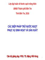 CÁC BIỆP PHÁP TRỮ NƯỚC NGỌT PHỤC VỤ SINH HOẠT VÀ SẢN XUẤT