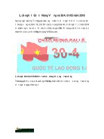 Lịch nghỉ lễ 30/04, 01/05 năm 2018