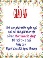 Giáo án điện tử Lớp Lá đề tài Thơ hoa cúc vàng