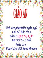 Giáo án điện tử mẫu giáo 5 tuổi đề tài Làm quen chữ cái a ă â