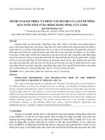 HÀNH VI GIẢM THIỂU VÀ PHÂN TÁN RỦI RO CỦA NGƯỜI NÔNG DÂN NUÔI TÔM VÙNG ĐỒNG BẰNG SÔNG CỬU LONG