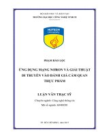 Ứng dụng mạng nơron và giải thuật di truyền vào đánh giá cảm quan thực phẩm  