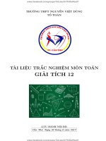 TÀI LIỆU TRẮC NGHIỆM môn TOÁN GIẢI TÍCH 12   hồ sỹ TRƯỜNG