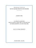 Các nhân tố ảnh hưởng đến sự gắn bó của nhân viên y tế với công việc tại bệnh viện phong   da liễu TW quy hòa 