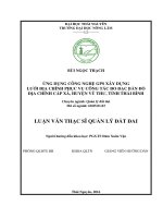 Ứng dụng công nghệ GPS xây dựng lưới địa chính phục vụ công tác đo đạc bản đồ địa chính cấp xã, huyện vũ thư, tỉnh thái bình