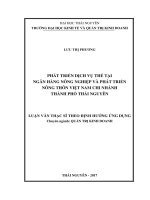 Phát triển dịch vụ thẻ tại ngân hàng nông nghiệp và phát triển nông thôn việt nam   chi nhánh thành phố thái nguyên 