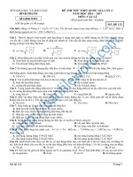 Đề thi thử THPT 2017 môn Vật Lý sở GDĐT Bình Phước File word Có lời giải chi tiết