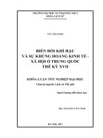 Biến đổi khí hậu và sự khủng hoảng kinh tế - xã hội ở Trung Quốc thế kỷ XVII