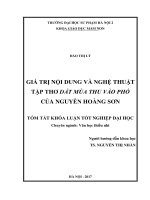 Giá trị nội dung và nghệ thuật tập thơ Dắt mùa thu vào phố của Nguyễn Hoàng Sơn