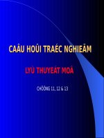 CÂU HỎI TRẮC NGHIỆM LÝ THUYẾT MÔ CHƯƠNG 11, 12, 13