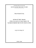 Đánh giá thực trạng công tác quản lý chất thải y tế tại các bệnh viện tuyến trung ương 
